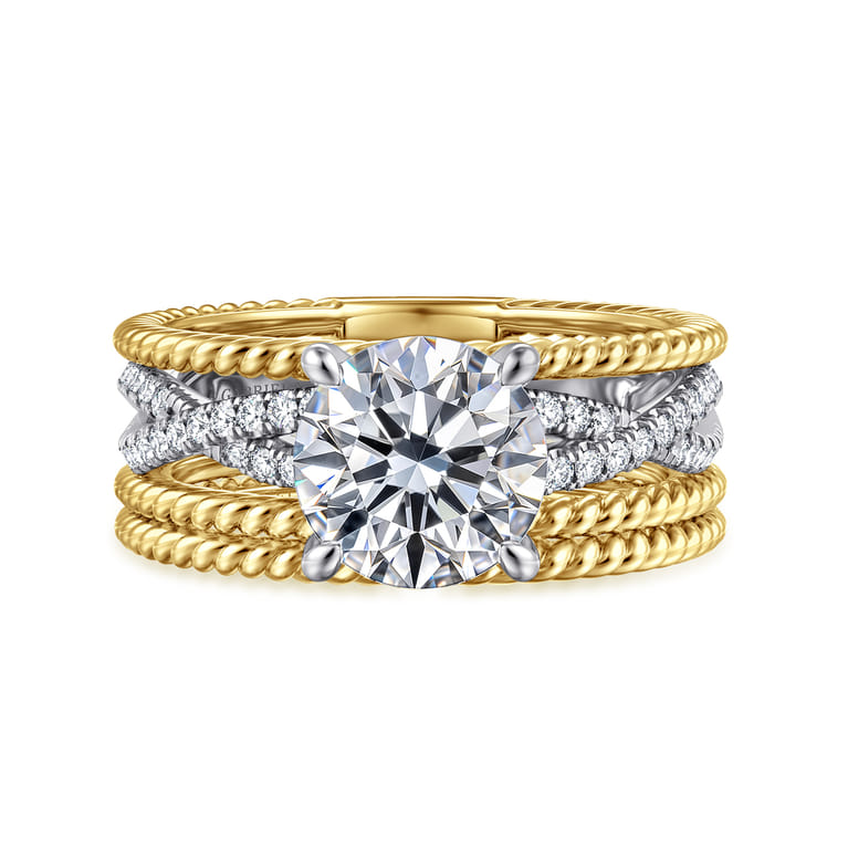 Gene - 14K White-Yellow Gold Round Diamond Engagement Ring - 0.4 ct - Shot 4