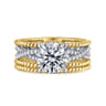 Gene - 14K White-Yellow Gold Round Diamond Engagement Ring - 0.4 ct