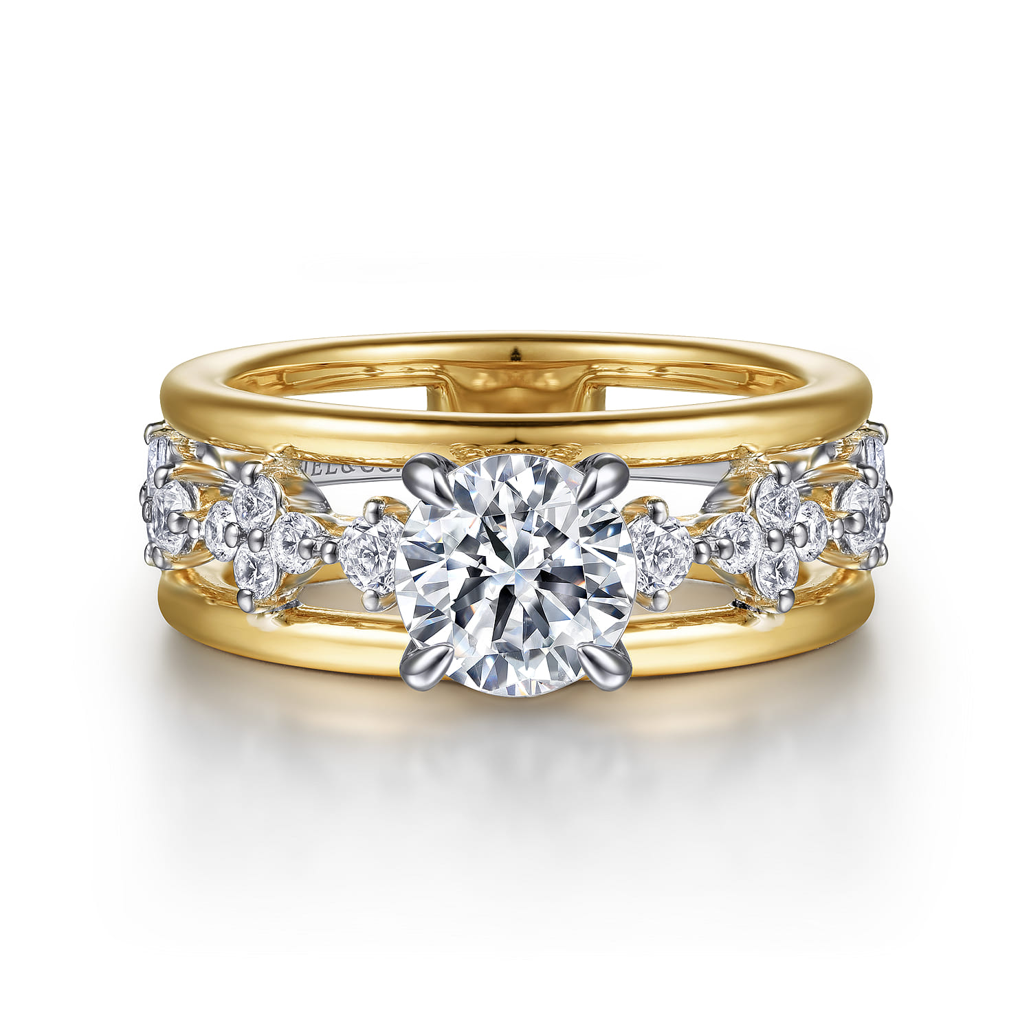 Gretchen - 14K White-Yellow Gold Round Diamond Engagement Ring - 0.61 ct - Shot 1