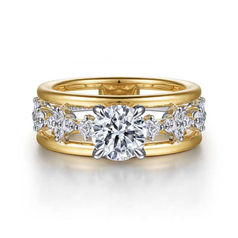 Gretchen - 14K White-Yellow Gold Round Diamond Engagement Ring - 0.61 ct - Shot 1