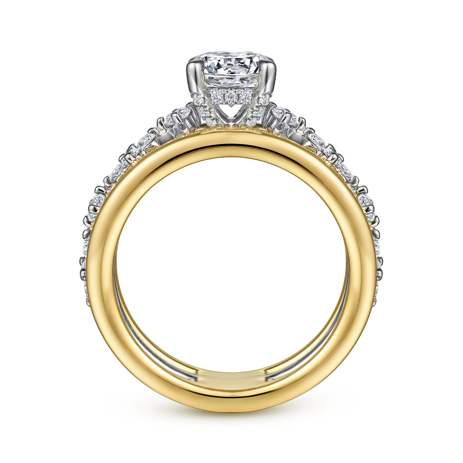 Gretchen - 14K White-Yellow Gold Round Diamond Engagement Ring - 0.61 ct - Shot 2