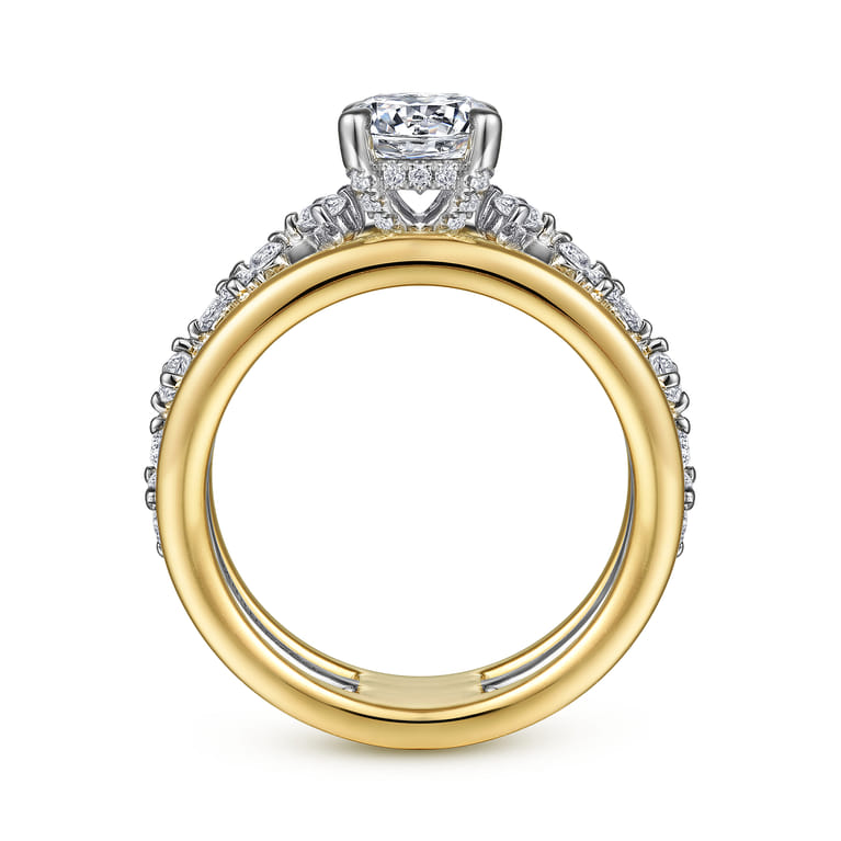 Gretchen - 14K White-Yellow Gold Round Diamond Engagement Ring - 0.61 ct - Shot 2