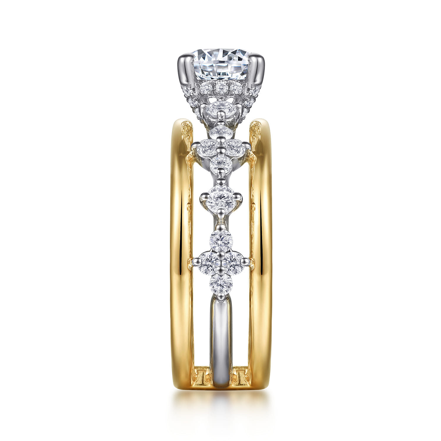 Gretchen - 14K White-Yellow Gold Round Diamond Engagement Ring - 0.61 ct - Shot 5