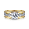 Halette - 14K White-Yellow Gold Round Diamond Engagement Ring - 0.36 ct