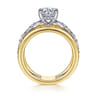 Halette - 14K White-Yellow Gold Round Diamond Engagement Ring - 0.36 ct