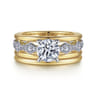 Halette - 14K White-Yellow Gold Round Diamond Engagement Ring - 0.36 ct