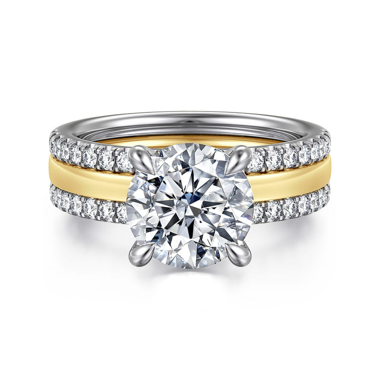 Reba - 14K White-Yellow Gold Round Diamond Engagement Ring - 0.5 ct - Shot 1