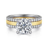 Reba - 14K White-Yellow Gold Round Diamond Engagement Ring - 0.5 ct