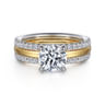Reba - 14K White-Yellow Gold Round Diamond Engagement Ring - 0.5 ct