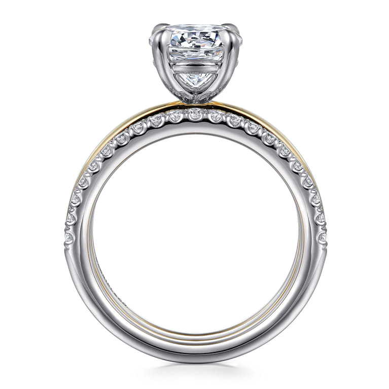 Reba - 14K White-Yellow Gold Round Diamond Engagement Ring - 0.5 ct - Shot 2