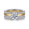 Reba - 14K White-Yellow Gold Round Diamond Engagement Ring - 0.5 ct