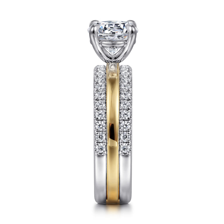 Reba - 14K White-Yellow Gold Round Diamond Engagement Ring - 0.5 ct - Shot 5