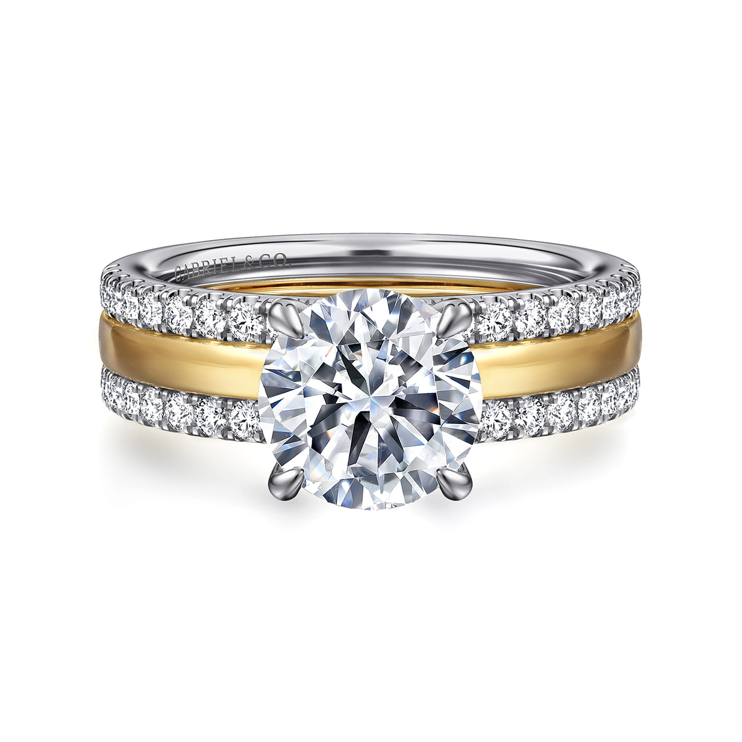 Reba - 14K White-Yellow Gold Round Diamond Engagement Ring - 0.5 ct - Shot 1