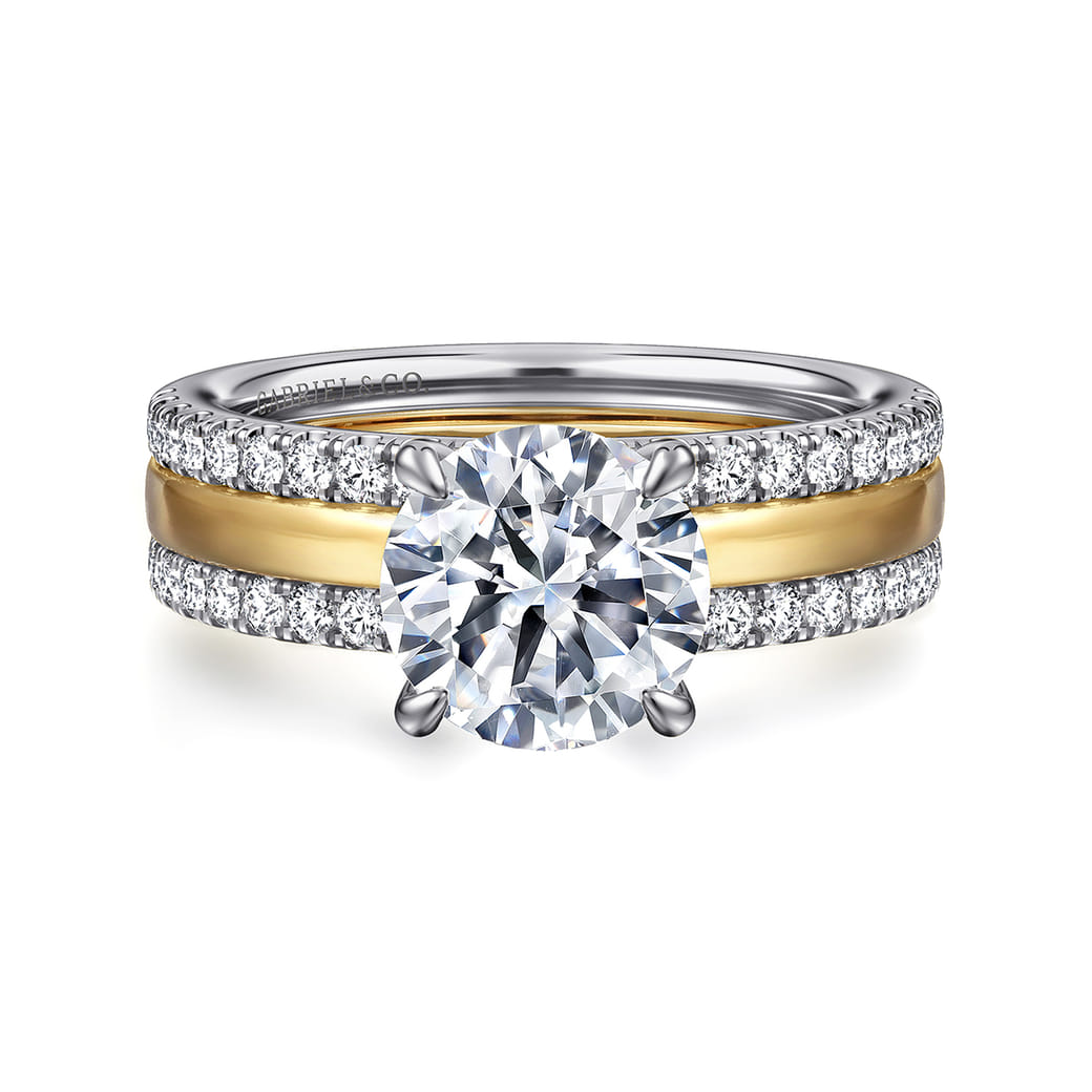 Round Wide Band Ring in 14k Yellow/white Gold Gabriel Co
