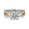 Reba - 14K White-Yellow Gold Round Diamond Engagement Ring - 0.5 ct