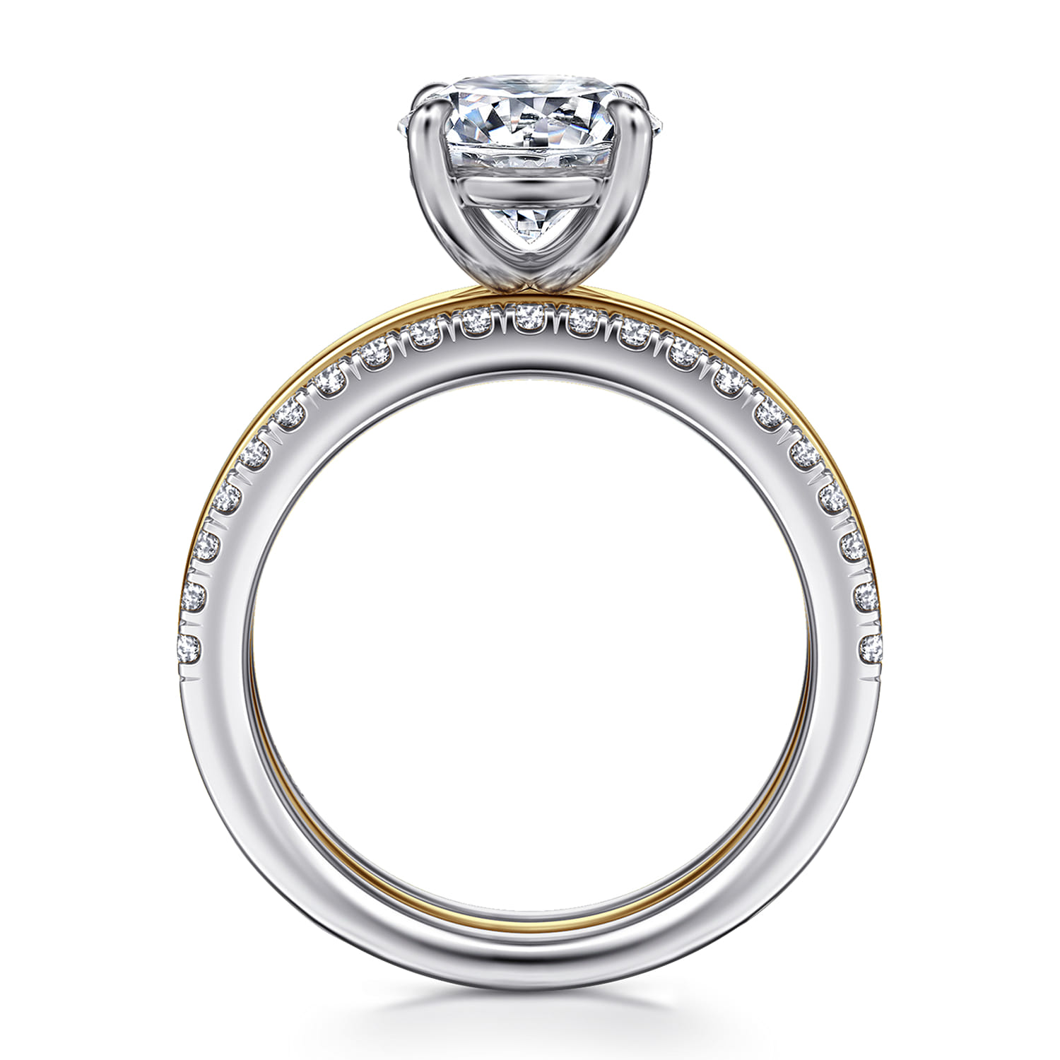 Reba - 14K White-Yellow Gold Round Diamond Engagement Ring - 0.5 ct - Shot 2