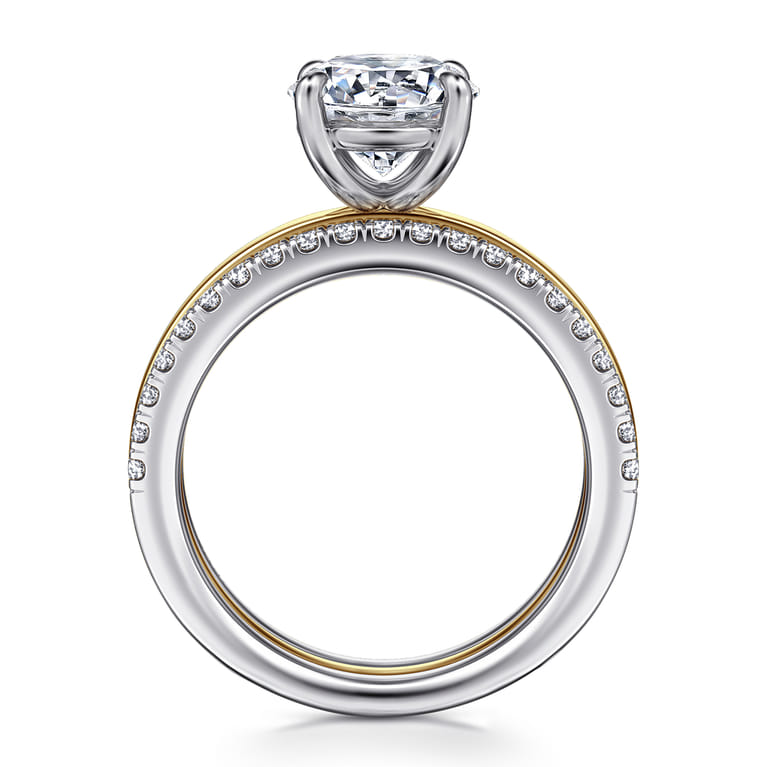 Reba - 14K White-Yellow Gold Round Diamond Engagement Ring - 0.5 ct - Shot 2