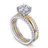 Reba - 14K White-Yellow Gold Round Diamond Engagement Ring - 0.5 ct