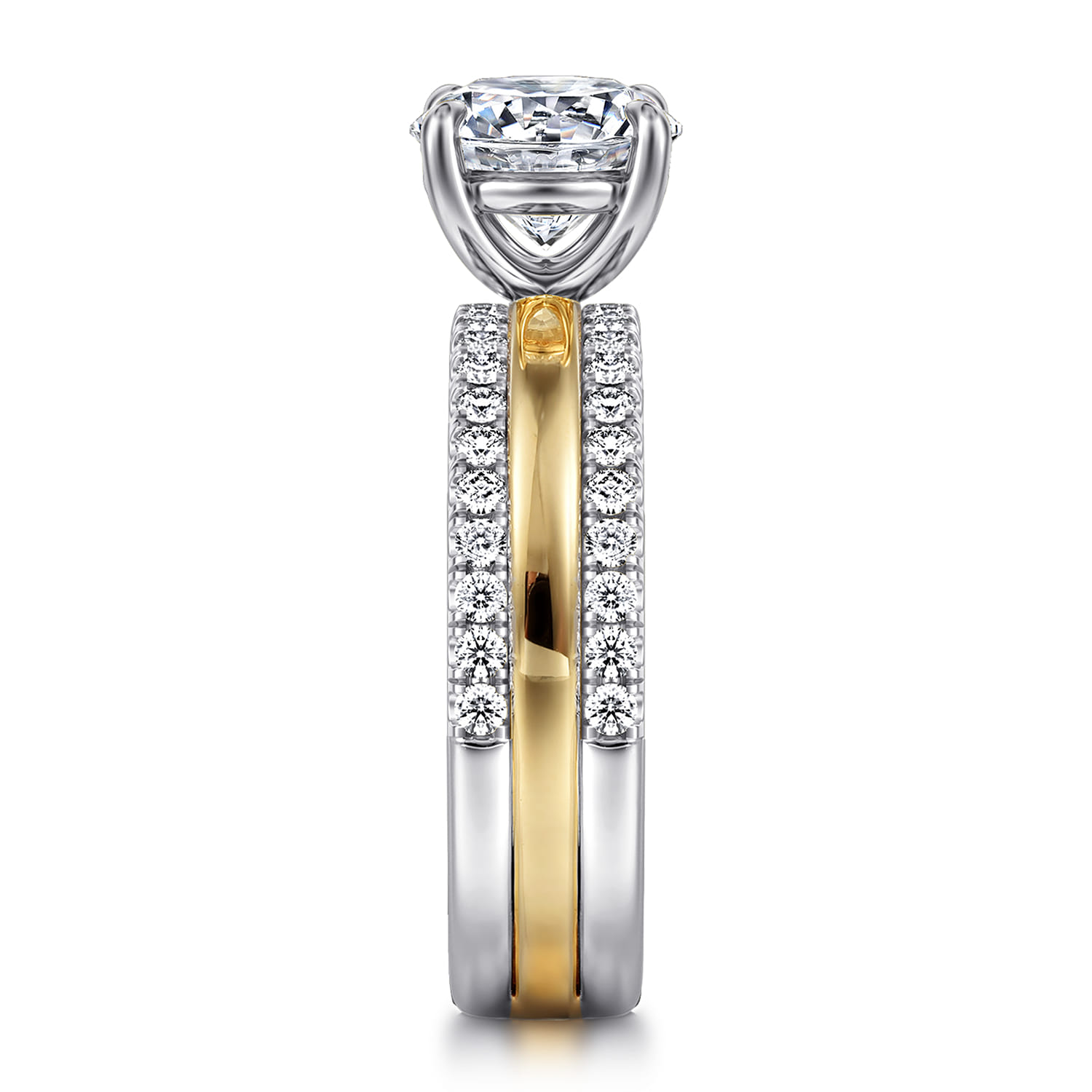 Reba - 14K White-Yellow Gold Round Diamond Engagement Ring - 0.5 ct - Shot 4