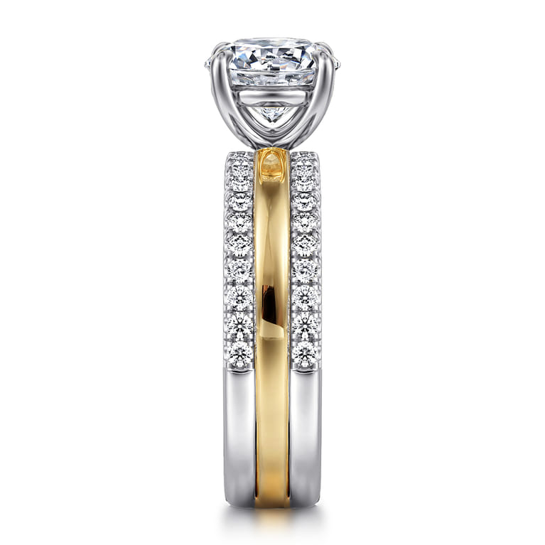 Reba - 14K White-Yellow Gold Round Diamond Engagement Ring - 0.5 ct - Shot 4