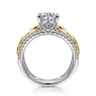 Phoenix - 14K White Yellow Gold Wide Band Round Diamond Engagement Ring - 0.5 ct