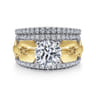 Phoenix - 14K White Yellow Gold Wide Band Round Diamond Engagement Ring - 0.5 ct