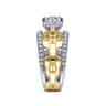 Phoenix - 14K White Yellow Gold Wide Band Round Diamond Engagement Ring - 0.5 ct