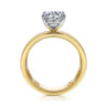 Adley - 14K Yellow-White Gold Wide Band Round Diamond Engagement Ring - 0.6 ct