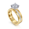 Adley - 14K Yellow-White Gold Wide Band Round Diamond Engagement Ring - 0.6 ct