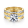 Adley - 14K Yellow-White Gold Wide Band Round Diamond Engagement Ring - 0.6 ct