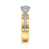 Adley - 14K Yellow-White Gold Wide Band Round Diamond Engagement Ring - 0.6 ct