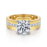 Adley - 14K Yellow-White Gold Wide Band Round Diamond Engagement Ring - 0.6 ct