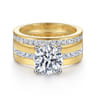 Adley - 14K Yellow-White Gold Wide Band Round Diamond Engagement Ring - 0.6 ct