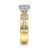 Adley - 14K Yellow-White Gold Wide Band Round Diamond Engagement Ring - 0.6 ct