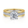 Feah - 14K Yellow-White Gold Wide Band Round Diamond Engagement Ring - 0.4 ct