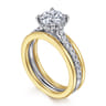 Feah - 14K Yellow-White Gold Wide Band Round Diamond Engagement Ring - 0.4 ct