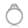 Elisse - 14K Yellow-White Gold Wide Band Round Diamond Engagement Ring - 1.05 ct