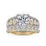 Elisse - 14K Yellow-White Gold Wide Band Round Diamond Engagement Ring - 1.05 ct