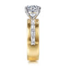 Elsaa - 14K Yellow-White Gold Channel Set Baguette Wide Band Round Diamond Engagement Ring - 0.75 ct