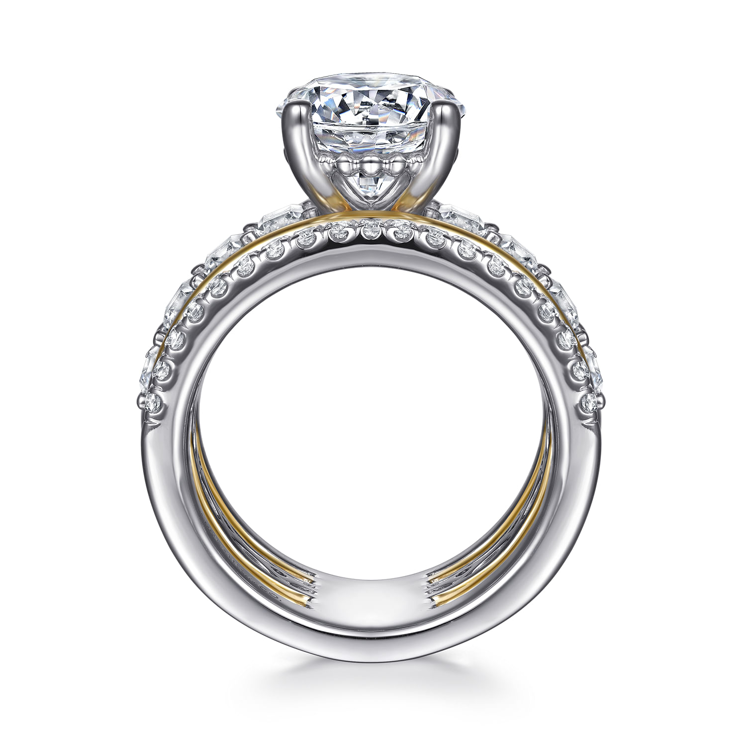 Shirah - 14K White-Yellow Gold Round Diamond Engagement Ring - 2.5 ct - Shot 2
