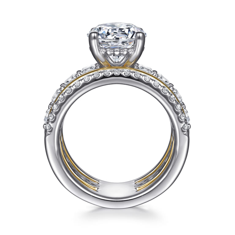 Shirah - 14K White-Yellow Gold Round Diamond Engagement Ring - 2.5 ct - Shot 2