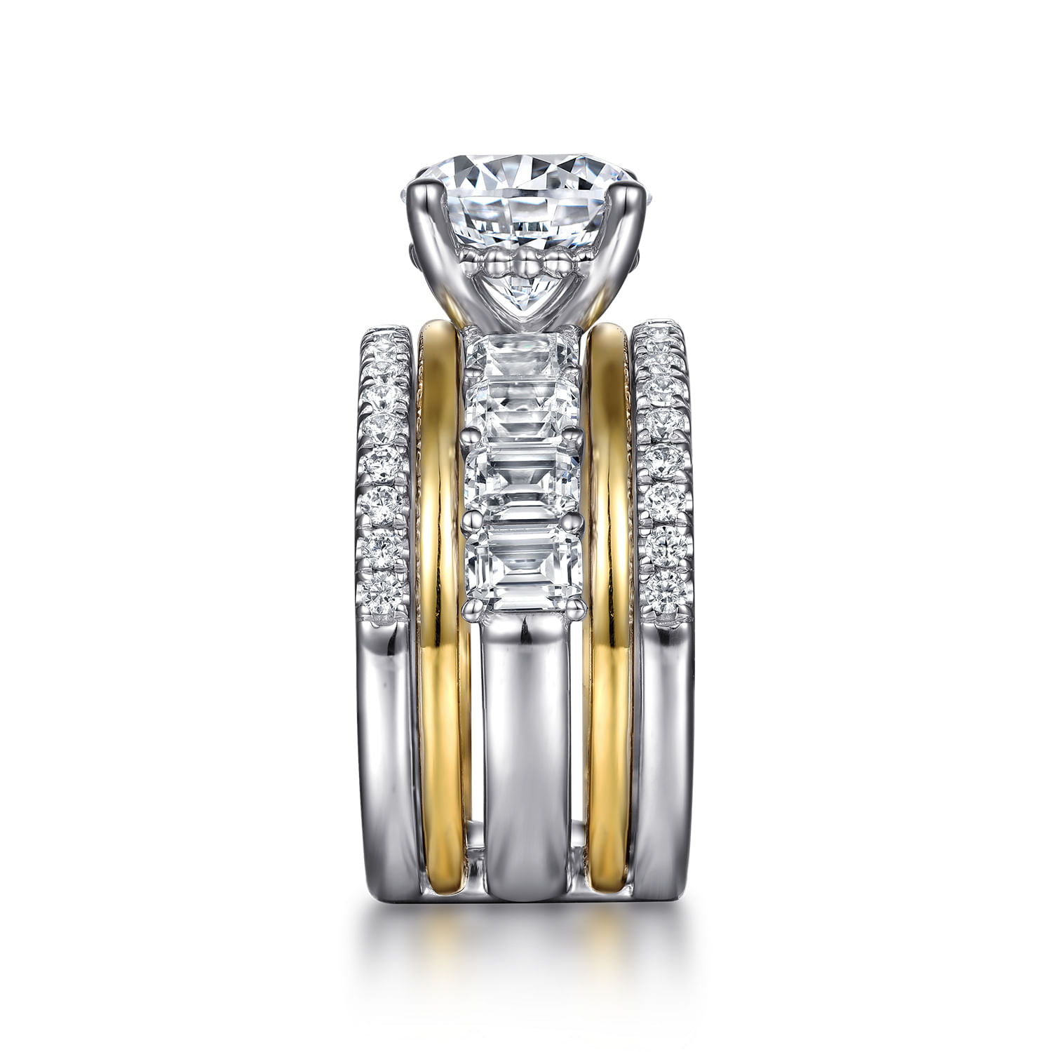 Shirah - 14K White-Yellow Gold Round Diamond Engagement Ring - 2.5 ct - Shot 5