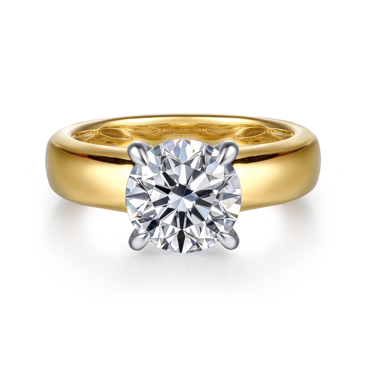 Reeve - 14K Yellow-White Gold Round Diamond Engagement Ring - 0.07 ct - Shot 1