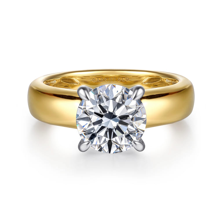 Reeve - 14K Yellow-White Gold Round Diamond Engagement Ring - 0.07 ct - Shot 1