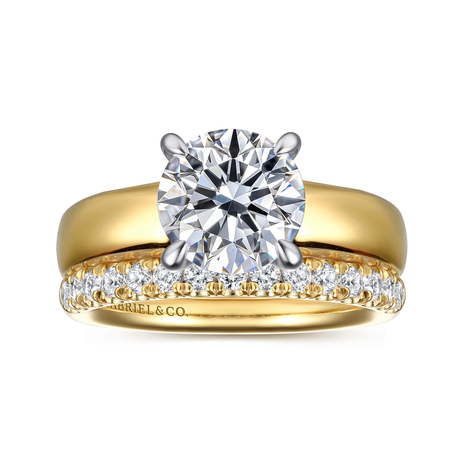 Reeve - 14K Yellow-White Gold Round Diamond Engagement Ring - 0.07 ct - Shot 4