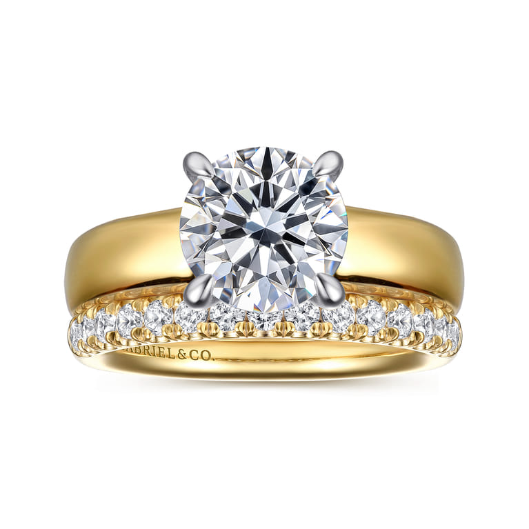 Reeve - 14K Yellow-White Gold Round Diamond Engagement Ring - 0.07 ct - Shot 4