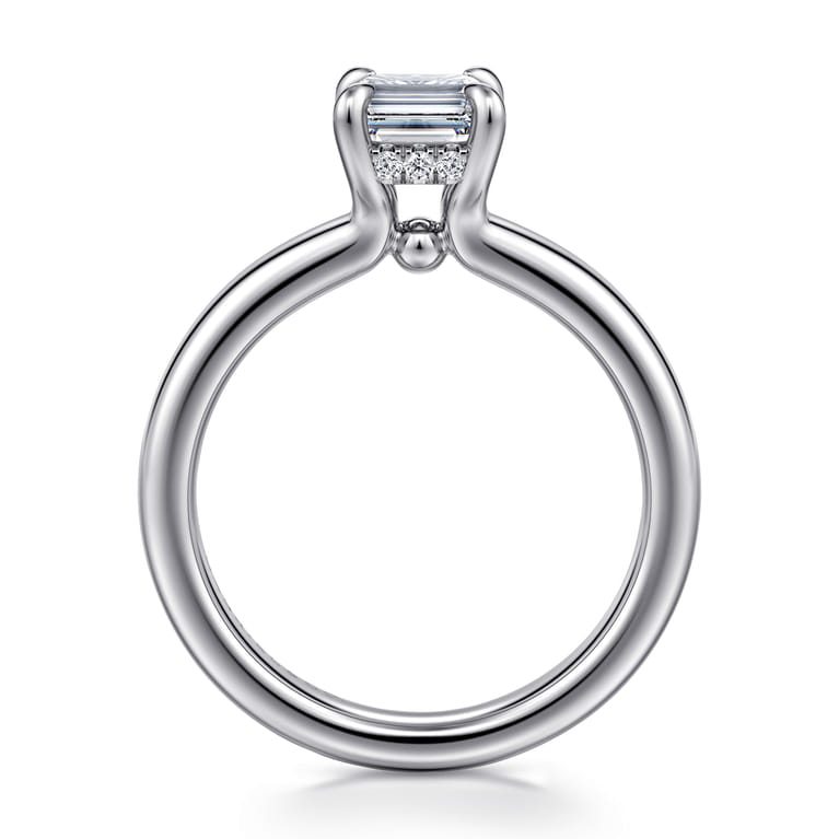 Neema - 18K White Gold Emerald Cut Diamond Engagement Ring - 0.07 ct - Shot 2
