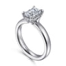 Neema - 18K White Gold Emerald Cut Diamond Engagement Ring - 0.07 ct