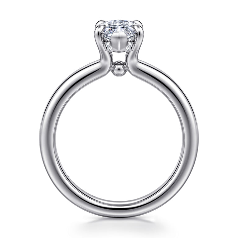 Neema - 18K White Gold Marquise Shape Diamond Engagement Ring - 0.05 ct - Shot 2
