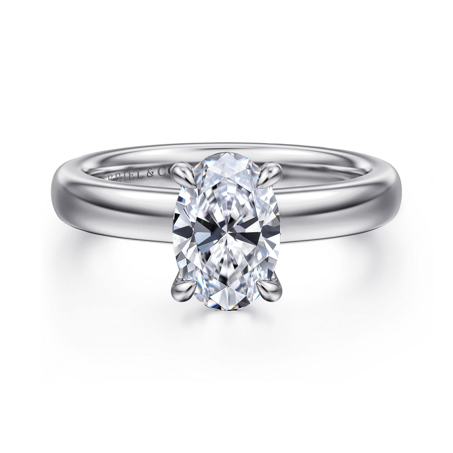 Neema - 18K White Gold Oval Diamond Engagement Ring - 0.07 ct - Shot 1